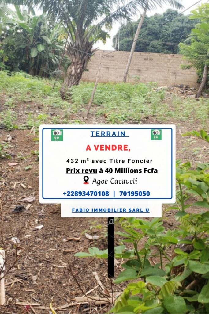 Terrain titré à vendre à Agoe Cacaveli